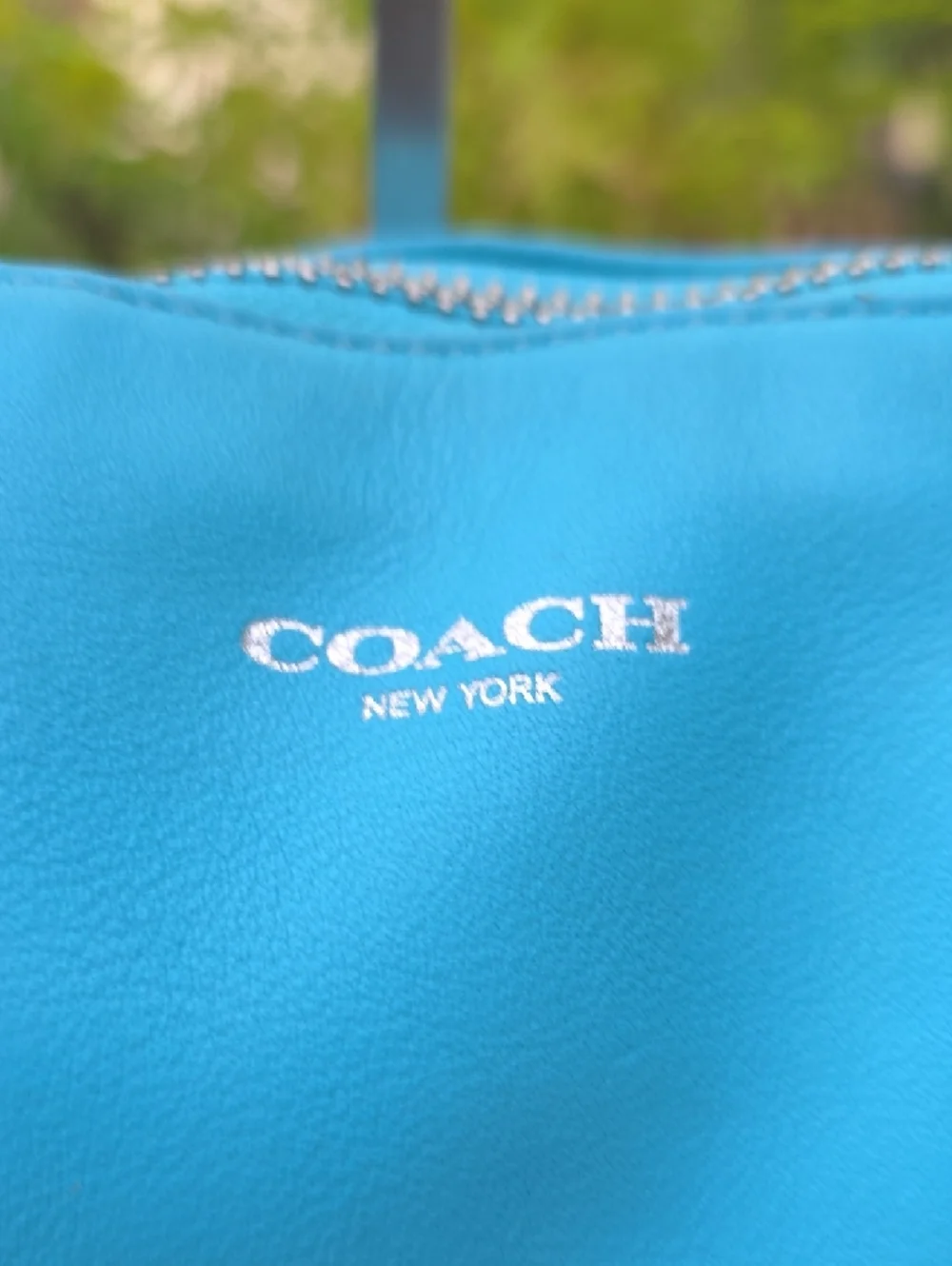 Coach Turquoise Shoulder Bag with Pearl & Chain Details - Picture 5 of 16